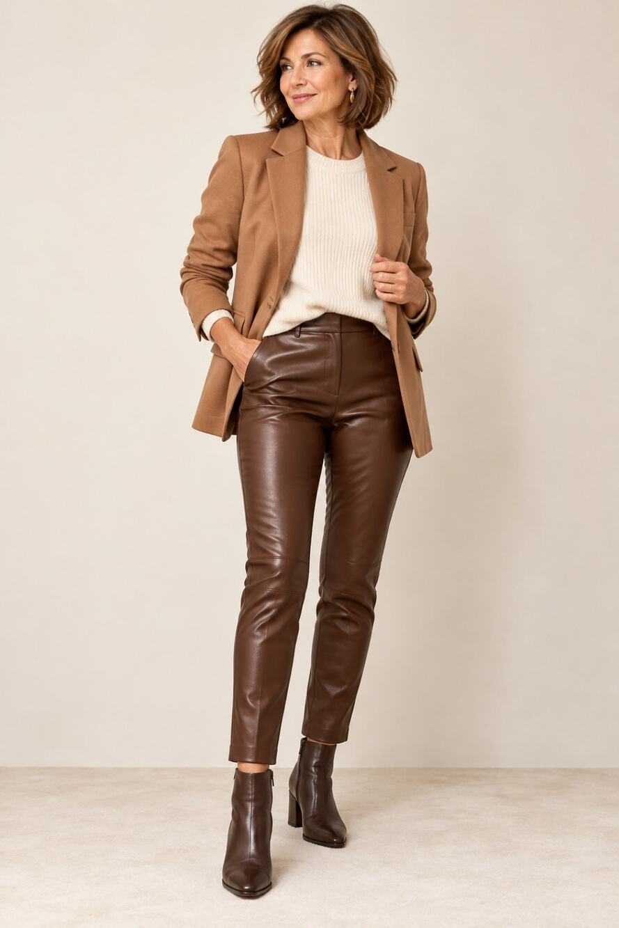 NWT Zara Faux Leather Dark Coco Brown High Rise Raw Hem Ankle Pants Medium